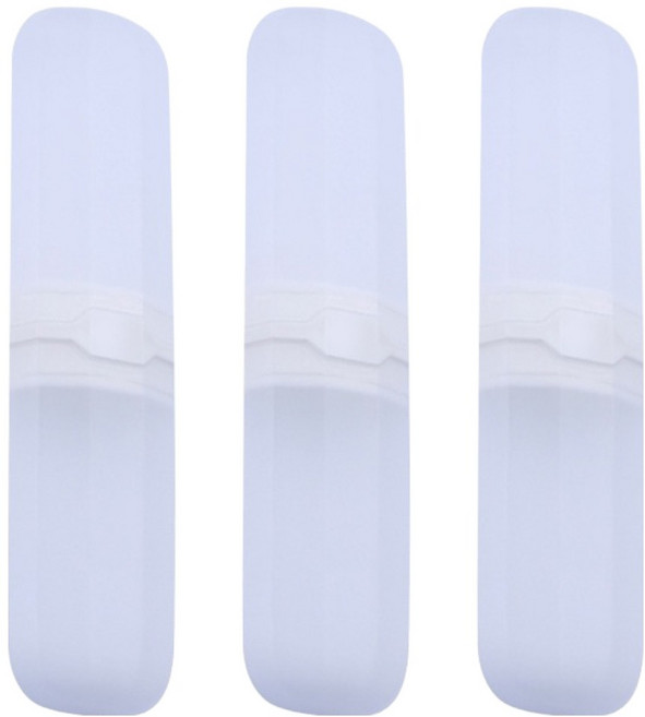 더자카 슬림형 베이직 휴대용 칫솔 치약 케이스 FREE, 클리어 화이트, 3개