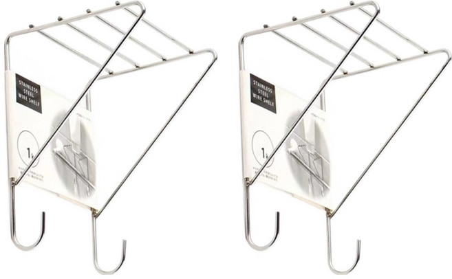 더자카 스테인레스 걸이식 욕실 미니 선반, 실버, 2개