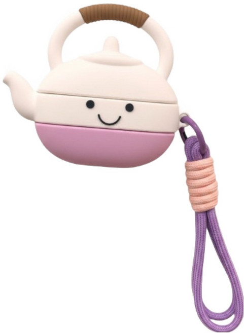 해피앤굿 AirPods 주전자 에어팟 케이스 에어팟 4세대, 보라색 끈이 달린 주전자, 1개