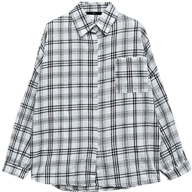 르샵 여성용 체크 카라 롱 긴팔 셔츠 DP1BA008A