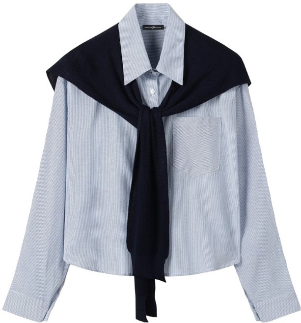 나인식스뉴욕 여성용 투웨이 버튼 스트라이프 셔츠 숄 NP3BA012L0