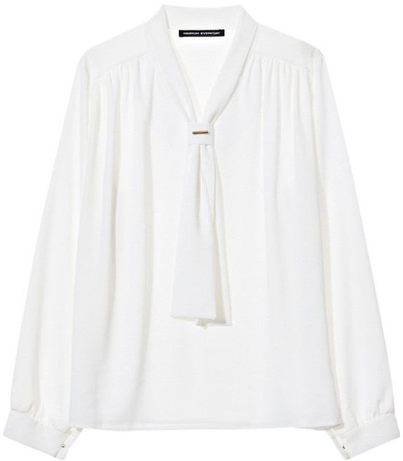 미니멈 여성용 에브리데이 금장 포인트 타이 긴팔 블라우스 EB3BA037D