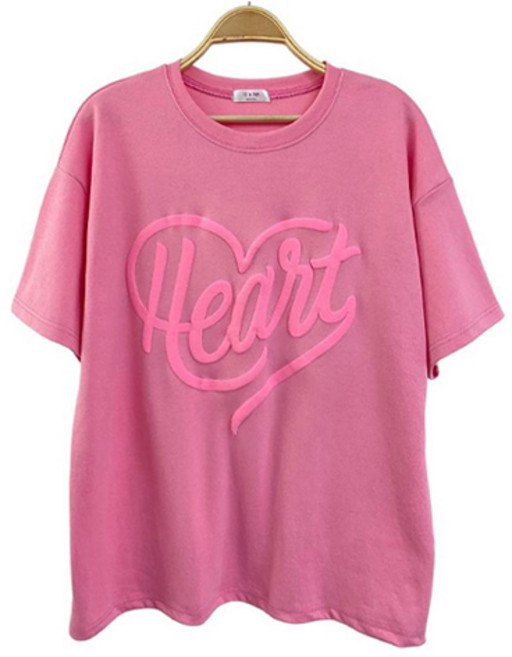 슈가펀 여성용 베오나 하트 레터링 반팔 티셔츠