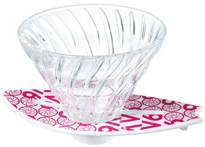 HARIO 好璃奧 V60衝浪玻璃濾杯 1-4杯 VSB-02-PS 粉色衝浪者, 1個, 單品, 480ml