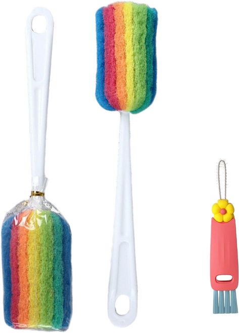 라임리빙 텀블러 무지개 세척솔 2p + 3in1 틈새브러쉬, 혼합색상(세척솔), 랜덤발송(틈새브러쉬), 1세트
