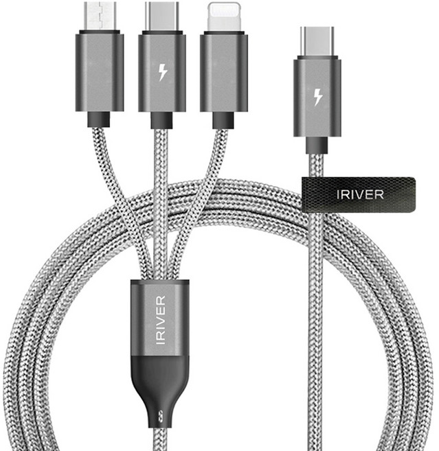 아이리버 3in1 5핀 8핀-C타입 멀티 고속 충전 패브릭 케이블 C타입 + 선정리 벨크로 세트, 1세트