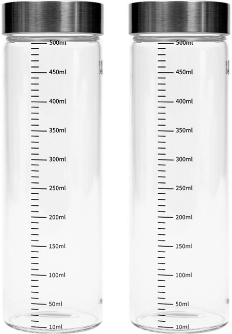 인블룸 304 눈금 스테인리스 유리 밀폐용기, 2개, 500ml