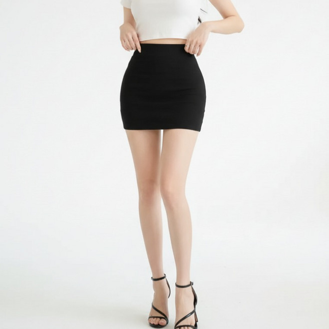 구디프 여성용 하이웨스트 슬림핏 H라인 미니 스커트