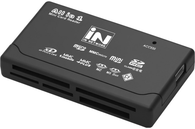 인네트워크 USB2.0 지원 MMC / MS / M2 / XD /CF / TF / SD 호환 6슬롯 멀티 카드리더기, 1개, 혼합색상, IN-UACARD