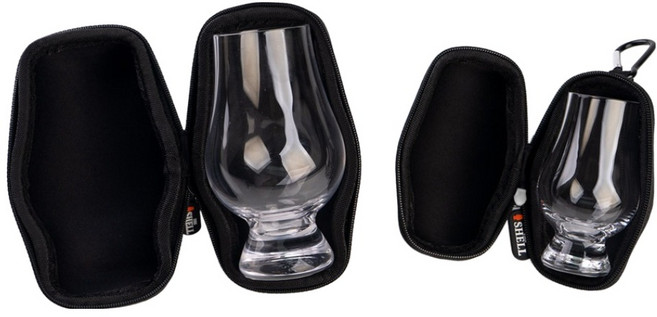 글렌캐런 미니 위스키 글래스 70ml 2p + 더쉘 하드케이스 글래스백 블랙 2p 세트, 1세트
