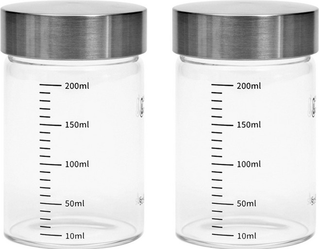 인블룸 304 눈금 스테인리스 유리 밀폐용기, 2개, 200ml