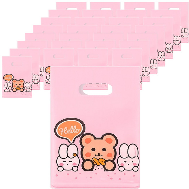 리버폭스 손잡이 비닐 쇼핑백, 토끼, 100개