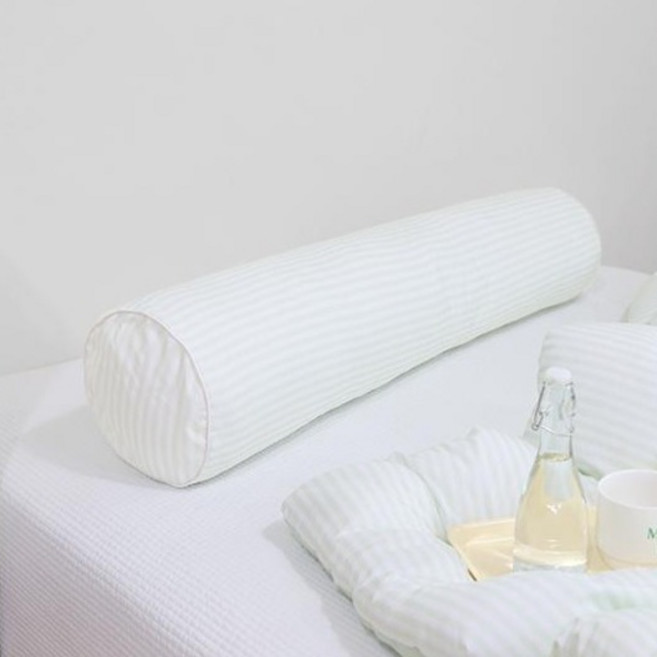 스누즈 코튼캔디 원형 롱 바디필로우 솜 + 커버 세트, 애플그린