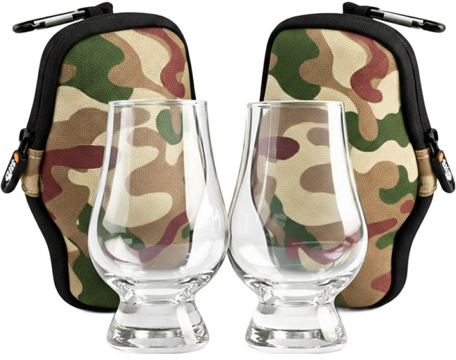 글렌캐런 글래스 190ml 2p + 더쉘 하드케이스 글래스백 카모 2p 세트, 1세트