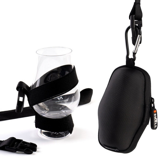 글렌캐런 위스키 미니 글래스 70ml + 더쉘 하드케이스 글래스백 블랙 S + 랜야드 세트, 1세트