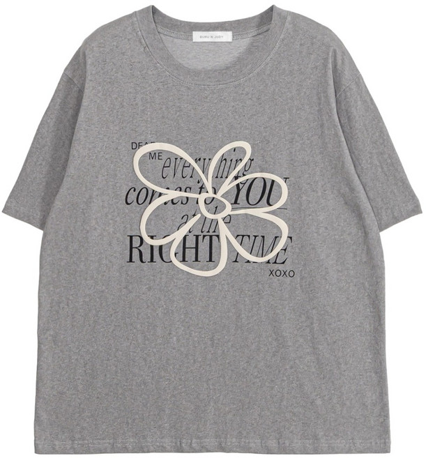 부루앤쥬디 여성용 플라워 레터링 티셔츠 BOSFTS501A