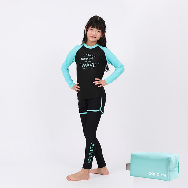 아쿠아티카 아동용 래쉬가드 상하의 AQA321 + 파우치 세트