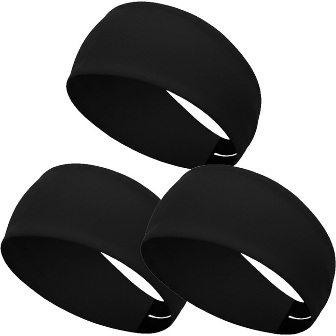 인콘트로 듀얼 벤틸레이션 냉감 스포츠 헤어밴드, 3개, 라이트블랙