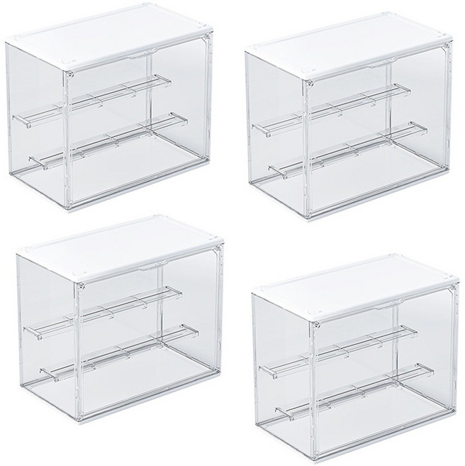 라라해피 아크릴 피규어 LED 투명 굿즈 전시 장식장 10 화이트, 4개