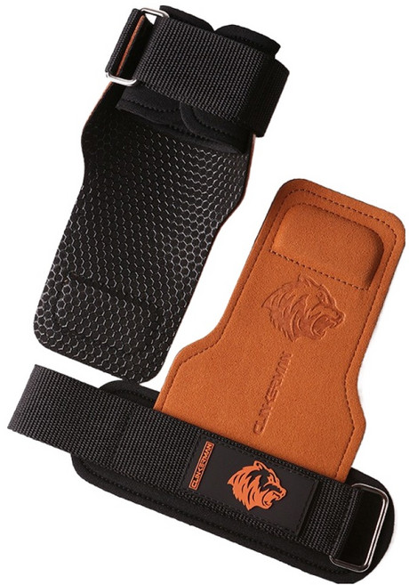 클린커맨 미끄럼 방지 실리콘 턱걸이 보조 그립 밴드 양손 세트, 브라운, 1세트