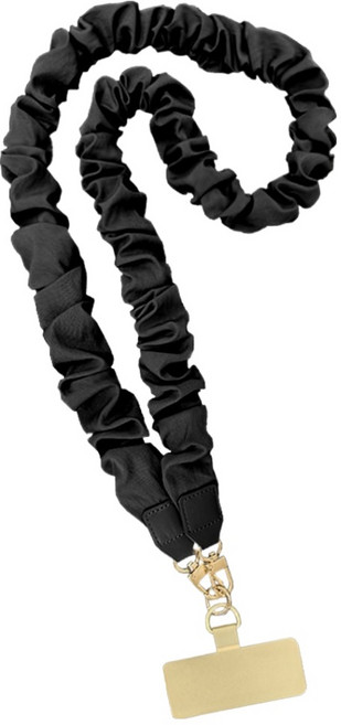 디멜디 여성용 러플 숄더 탈부착 휴대폰 걸이 줄 130cm, 블랙, 1개