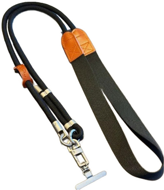 디멜디 로프 패치 조절 어깨 거치 핸드폰 목걸이줄 150cm, 블랙, 1개