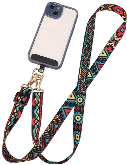 디멜디 여성용 보헤미안 패턴 넓은끈 길이조절 핸드폰 걸이 줄 120cm, 2번패턴, 1개