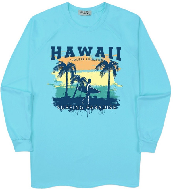 일루소 하와이엔드리스 오버핏 래쉬가드 긴팔 티셔츠
