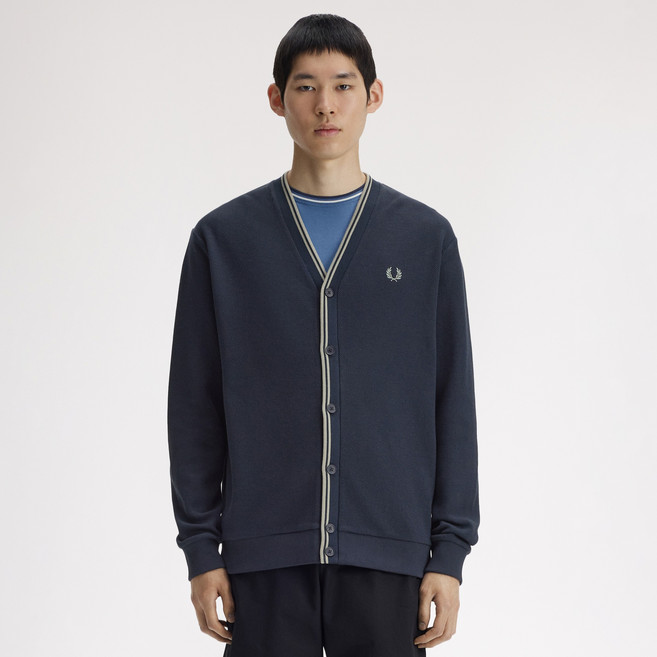 FRED PERRY 男士滾邊網眼紋理開襟衫 M2389