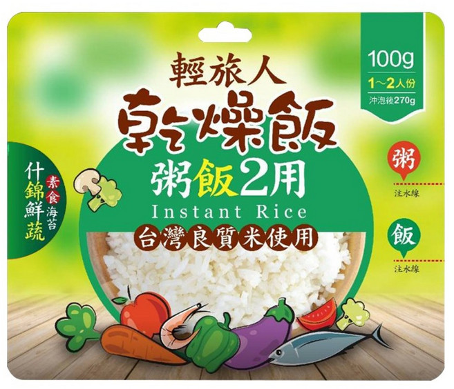 輕旅人 乾燥飯 素食海苔什錦鮮蔬風味, 100g, 1個