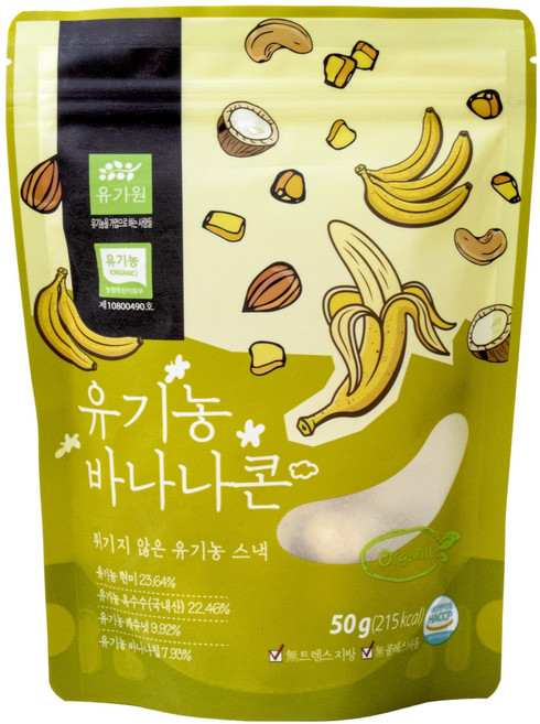 유가원 유기농 바나나콘 과자, 50g, 1개