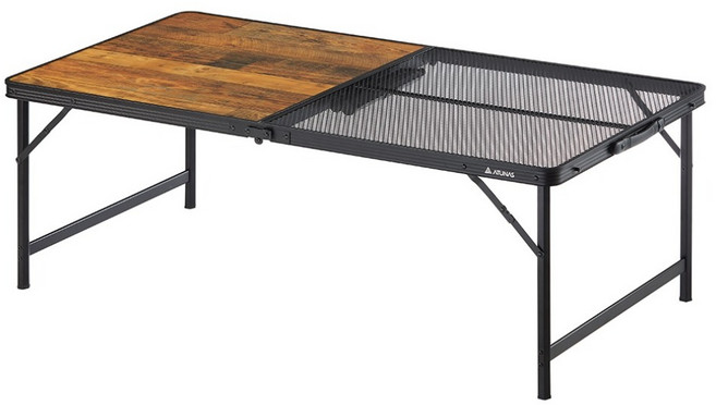 ATUNAS 歐都納 兩段式鋁合金鋼網折疊桌 A1CDEE06 120 x 60cm, 木紋, 1個