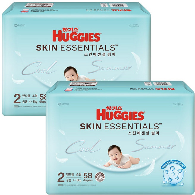 하기스 2026 스킨에센셜 썸머 밴드형 기저귀 남여공용, 116매, 2단계