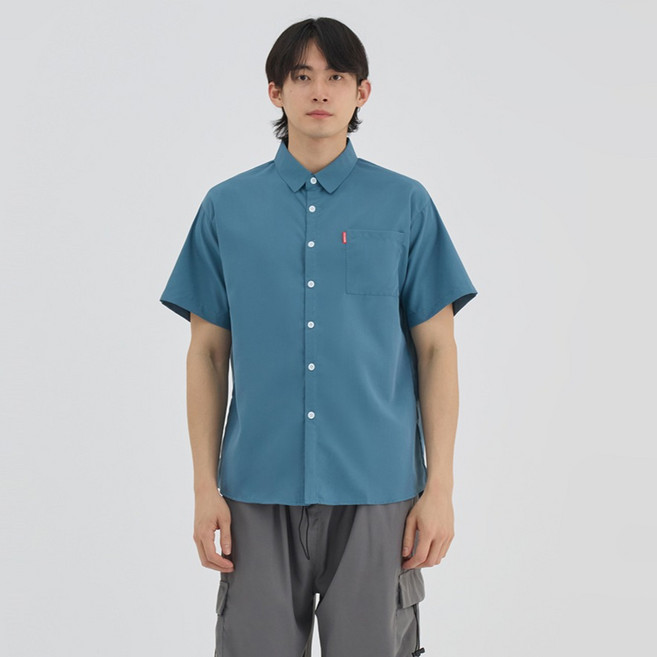 Elsso 男士口袋亮點基本款短袖襯衫
