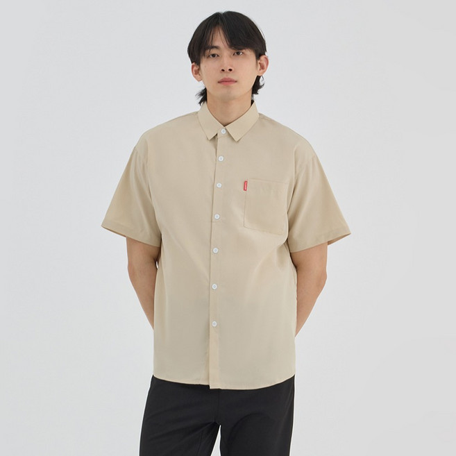 Elsso 男士口袋亮點基本款短袖襯衫