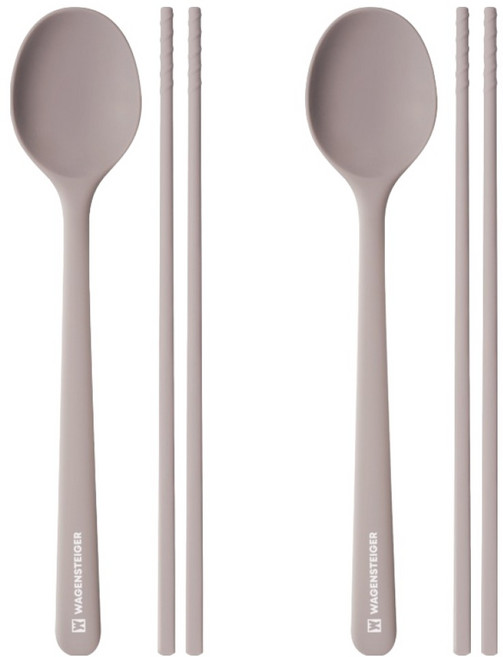 바겐슈타이거 엘로아 플래티넘 실리콘 수저 세트, 2세트, 숟가락 + 젓가락, 크림미스트