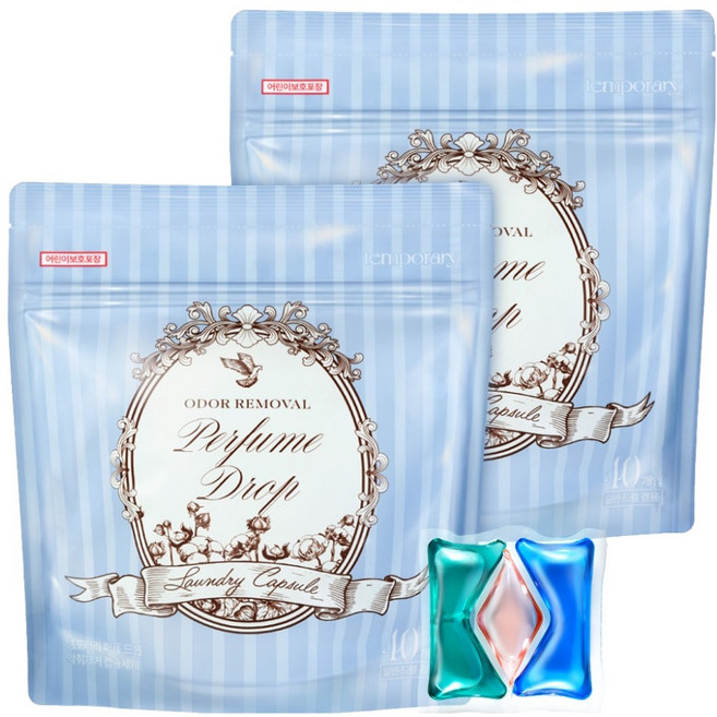 템포러리 퍼퓸 드롭 악취제거 캡슐세제, 40개입, 9g, 2개