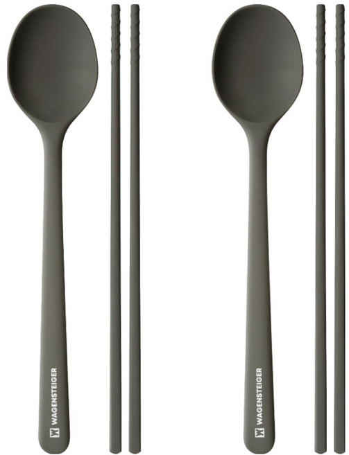 바겐슈타이거 엘로아 플래티넘 실리콘 수저 세트, 2세트, 숟가락 + 젓가락, 다크그레이