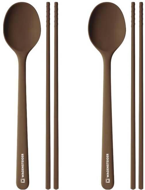 바겐슈타이거 엘로아 플래티넘 실리콘 수저 세트, 2세트, 숟가락 + 젓가락, 코코아