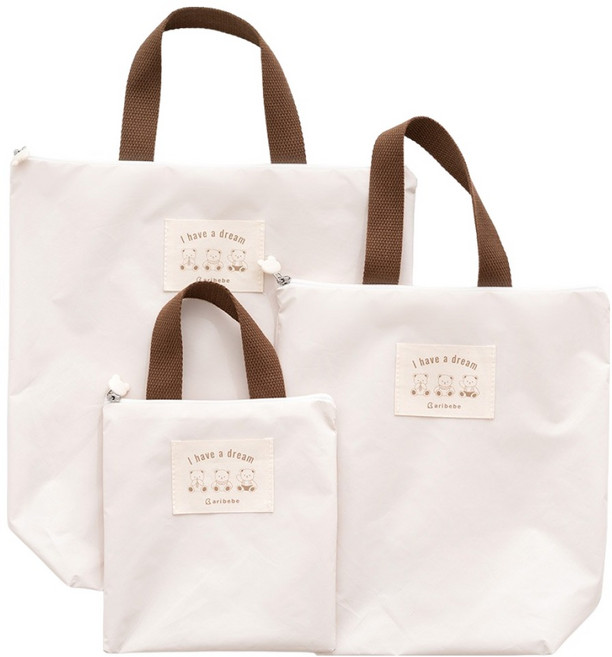 아리베베 방수 파우치 3종 세트, 브라운