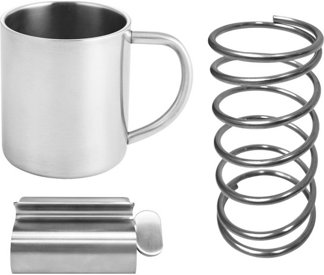 월드크린 스텐 양치 스프링 칫솔꽂이 3종 세트 대, 1세트, 실버