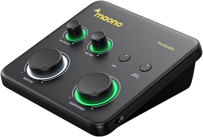 마오노 24bit / 192kHz 레코딩 팟캐스트 방송 녹음용 오디오 인터페이스, 블랙, PS22 Lite