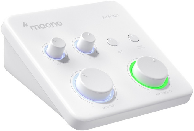 마오노 24bit / 192kHz 레코딩 팟캐스트 방송 녹음용 오디오 인터페이스, 화이트, PS22 Lite