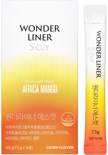 럭키클로버 마시는 아프리카망고 원더라이너 에스컷 14p, 105g, 1개 - 쿠팡