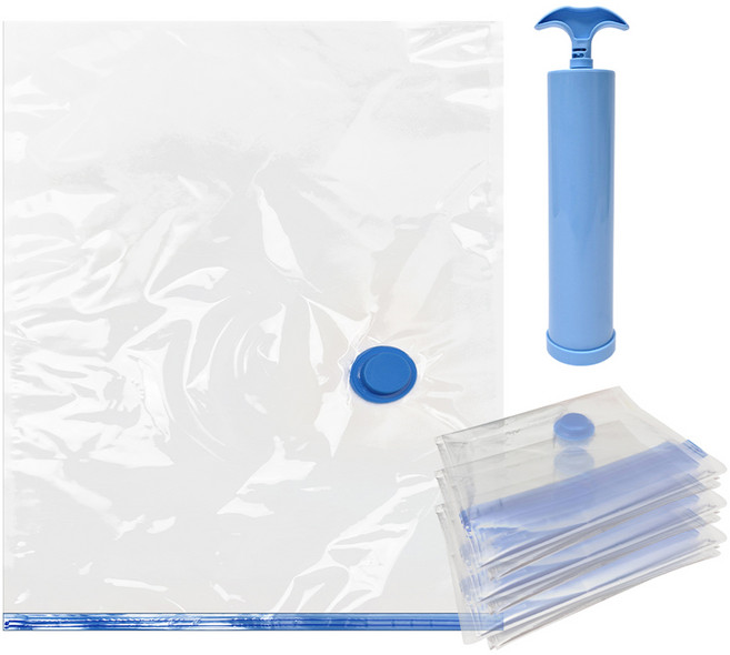 월드크린 블루 이불 압축팩 4p + 전용펌프 세트, 1세트