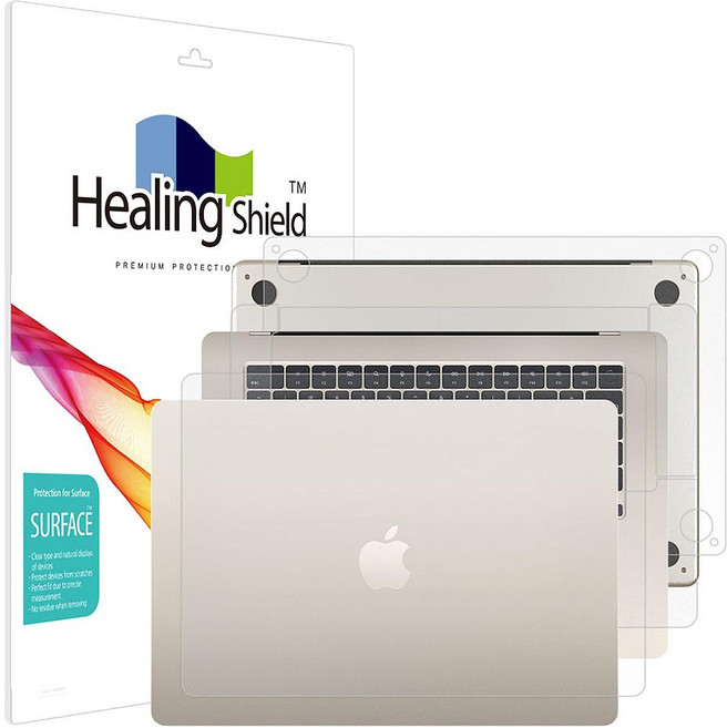 힐링쉴드 맥북에어15 M4 M5 무광 외부보호필름 3종 세트, 1세트