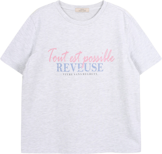 플라스틱아일랜드 여성용 실켓터치 레터링 면 티셔츠 PR7CH302