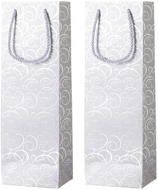 코레시스 고급 와인 선물 쇼핑백 싱글 11.5 x 9 x 35 cm, 실버, 2개
