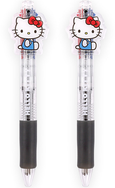산리오 헬로키티 아크릴 장식 참 4색 볼펜 0.7mm, 2개, 블랙