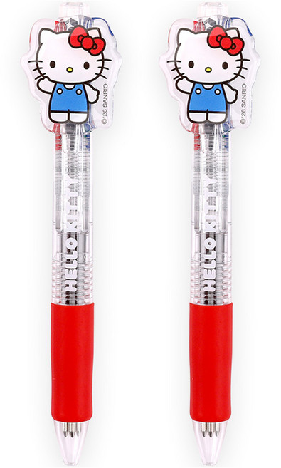 산리오 헬로키티 아크릴 장식 참 4색 볼펜 0.7mm, 2개, 레드